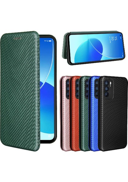 Kart Tutucu Kickstand Tam Koruma Karbon ile Oppo Reno6 5g Için Kılıf (Yurt Dışından)
