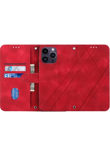 Iphone 15 Için Filp Durumda Pro Max Pu Deri Kapak El Cüzdan Bilek Kayışı (Yurt Dışından)