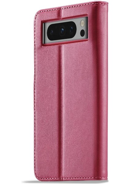 Tutucu ile Google Pixel 8 Için Kılıf Buzağı Doku Yatay Çevir Deri (Yurt Dışından)