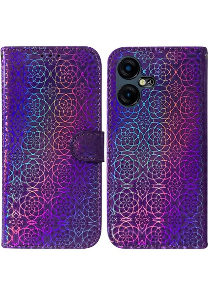 Tecno Pova Neo 3 Kart Yuvası Cüzdan Kılıf Standı Tutucu Glitter Pu (Yurt Dışından)