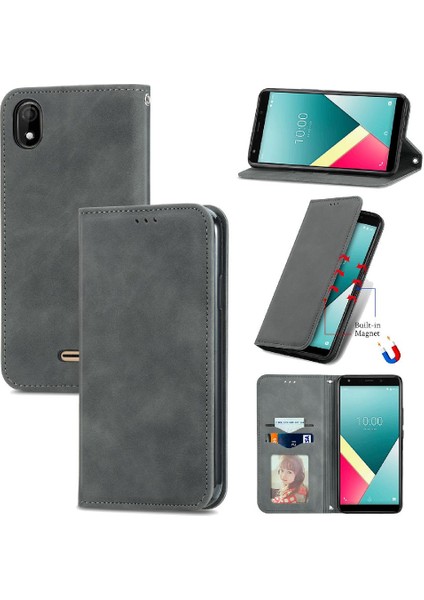 Wiko Y61 Cüzdan Basit Iş Deri Kılıf Fermuar Kordon Için Kılıf (Yurt Dışından)