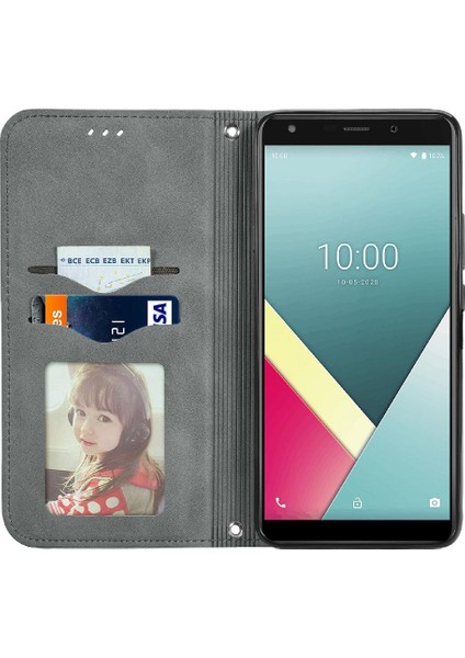 Wiko Y61 Cüzdan Basit Iş Deri Kılıf Fermuar Kordon Için Kılıf (Yurt Dışından)