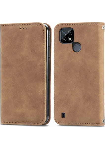 Realme C21 Kordon Deri Çanta Cüzdan Basit Iş Fermuar Için Kılıf (Yurt Dışından) indirimleri