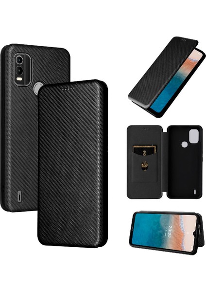 Kart Tutucu Karbon ile Nokia C21 Artı Deri Folio Flip Case Için Kılıf (Yurt Dışından)