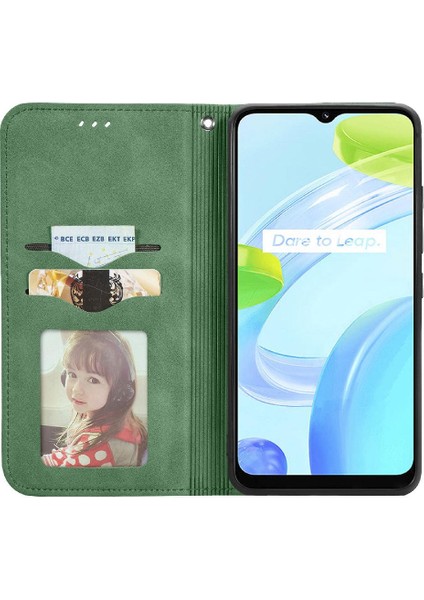 Realme C30 Fermuar Kordon Basit Iş Cüzdan Deri Kılıf (Yurt Dışından)