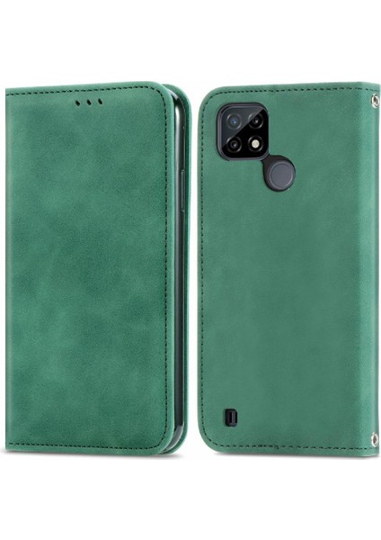 Realme C21 Kordon Deri Çanta Cüzdan Basit Iş Fermuar Için Kılıf (Yurt Dışından) indirimleri