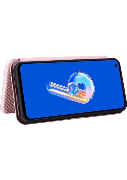 Asus Zenfone 9 Için Kılıf Deri Folio Flip Case Manyetik Karbon Fiber (Yurt Dışından)