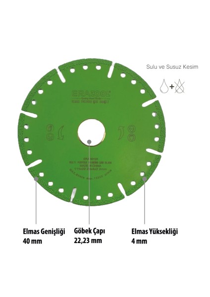 Elmas Testere Çok Amaçlı 180 Çat ERA50135