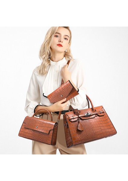 Kadın Çanta Omuz Çantası Debriyaj Kolu Satchel Tote Kare Çanta 3 Takım (Yurt Dışından)