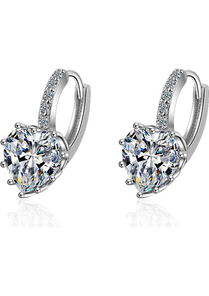 Kore Tarzı Şık Kalp Şeklinde Zirkon Küpeler (Yurt Dışından)