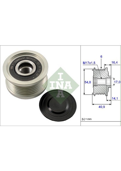 Alternatör Kasnaği Rulmanli Fiat Bravo Ii 1.4 06 -, Doblo 1.6 10 -, Linea 1.6 09 -, Punto 1.9 05 -, Stilo 1.9 04-07, Ducato 11 - 18051