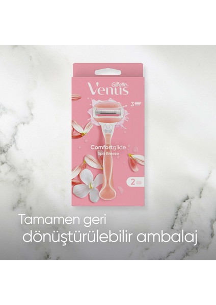 Gillette Venus Comfortglide Spa Breeze Kadın Tıraş Makinesi + 4 Adet Yedek Tıraş Bıçağı