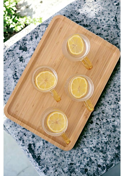 2li Büyük Boy Gourmet Bambu Kahvaltı Tabağı Pasta Servis Sunum Tepsi Ikramlık Ahşap Tabak 36X24 Set fırsatları