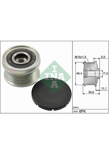 Alternatör Kasnaği Golf5-Jetta-Passat-Polo-A3-Leon 1.2-1.4 Tsi 1.6-1.6fsi Bse-Blf-Blg-Caxa-Cava-Cbzb 18051