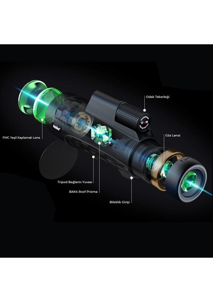 Hdx V2 Monoscope - Crystal Clear Hd Zoom Portatif Kara Teleskobu/dürbünü - Eva Çantalı - Yeni (Yurt Dışından)