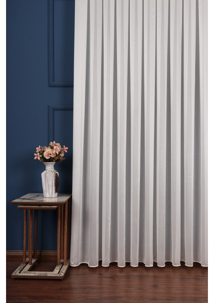 Ipek Zemin Krem Düz Tül Perde (1/3 Sık Pile) modelleri