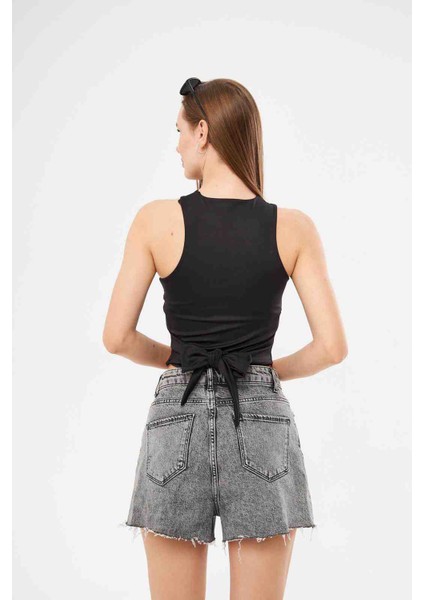 Kadın Tactel Bağlamalı Crop Bluz modelleri