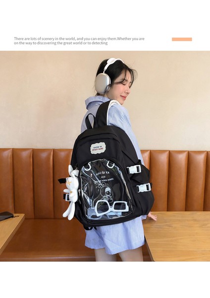 Öğrenci Büyük Kapasiteli Şeffaf Sırt Çantası Kadın Japon Kolej Tarzı Ortaokul Çantası (Yurt Dışından) modelleri