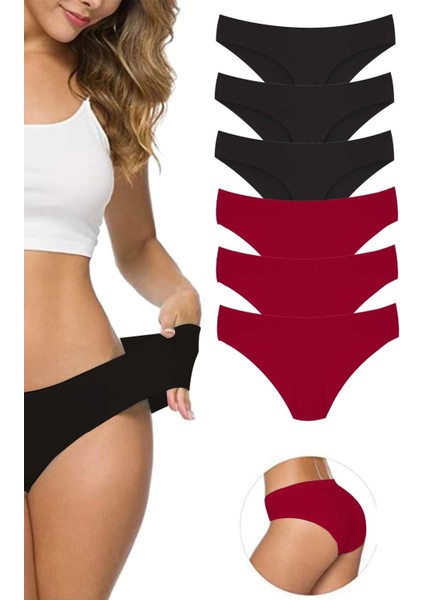 6 Adet Kadın Dikişsiz Lazer Kesim Esnek Iz Yapmayan Külot S5