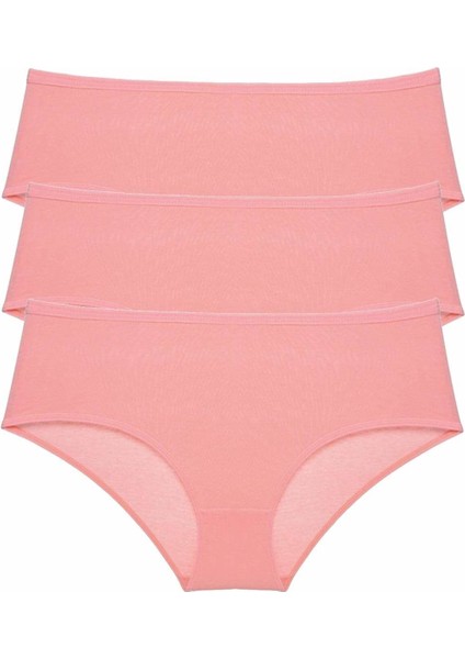 3 Adet Kadın Yüksek Bel Bato Külot Pudra
