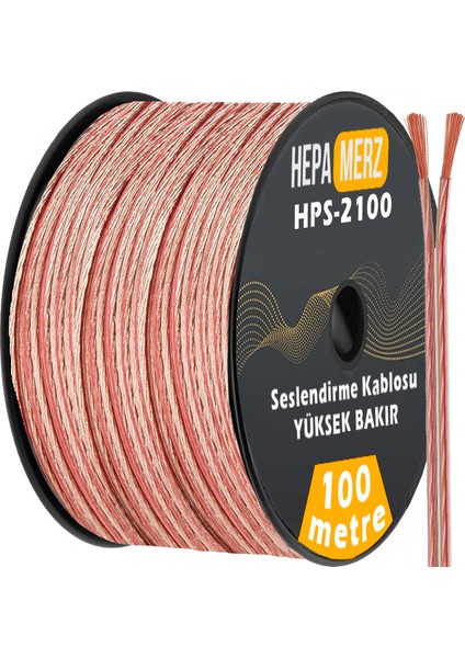 HPS-2100 Bakır Ses Hoparlör Kablosu 2x1 mm 100 Mt.