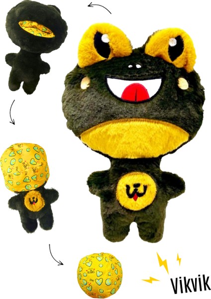 WufWuf Wufrog Peluş Oyuncak Topa Dönüşen Kurbağa - 2'si 1 Arada Eğlenceli Interaktif Kurbağa Köpek Oyuncağı
