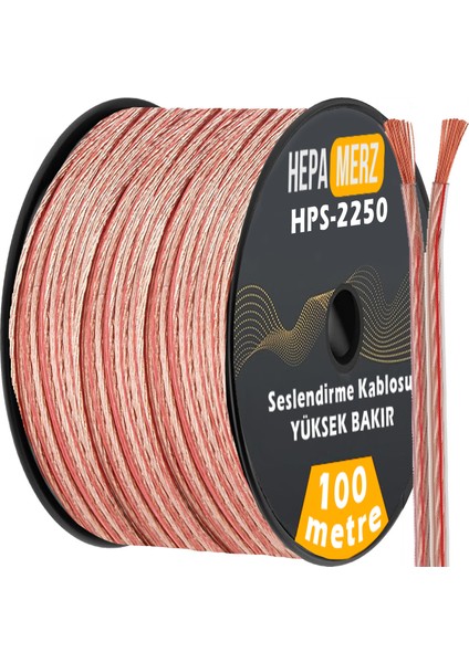 Hepa Merz HPS-2250 Bakır Ses Hoparlör Kablosu 2x2.5 mm 100 Mt.