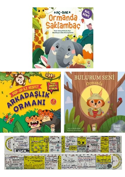 Ormanda Saklambaç - Arkadaşlık Ormanı - Bulurum Seni Ormanda (Ciltli) 3'lü Set + Matematik Öğreten Ayraç