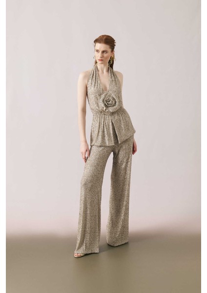 Sırt Dekolteli Payetli Bluz Standart Renk Y2413037_089