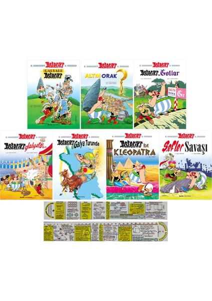 Asteriks: Altın Orak - Şefler Savaşı - 7 Kitap - R. Goscinny + Matematik Öğreten Cetvel