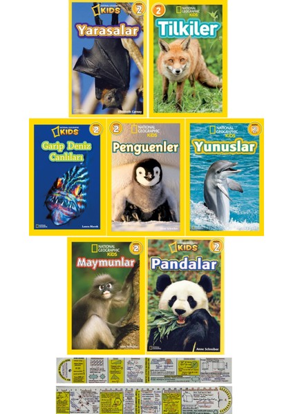 Yarasalar - Tilkiler - Garip Deniz Canlıları - Penguenler - Yunuslar - Maymunlar - Pandalar 7 Kitap - Matematik Öğreten Ayraç