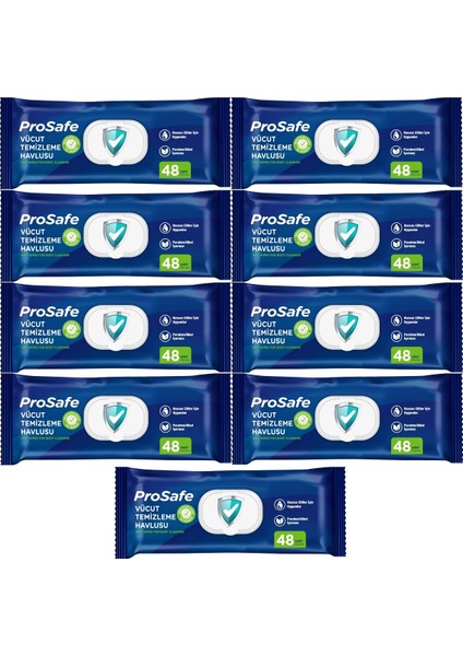 Hasta Vücut Temizleme Islak Mendil Havlu 48 Yaprak Xl (9 Lu Set) Plastik Kapak