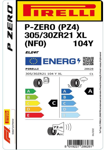 305/30 R21 104Y Xl P-Zero Pz4 (Nf0) Elt Oto Yaz Lastiği (Üretim Yılı: 2024)