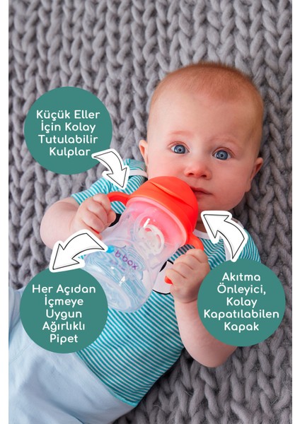 Tıklama Kilitli Uçlu Damlatmaz Pipetli Alıştırma Bardağı, Deniz Mavisi, 240 Ml, 6+ Ay,1 Adet