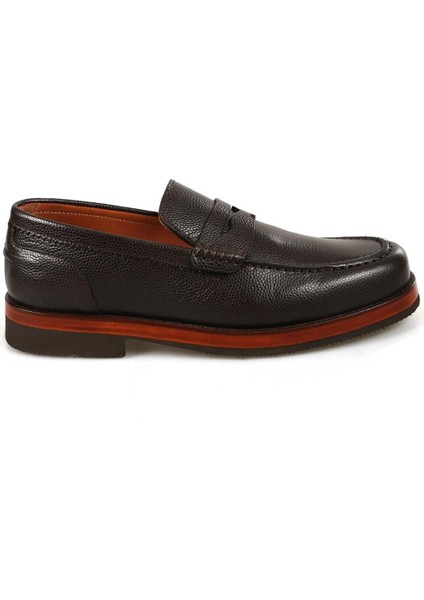Kahve %100 Deri Loafer Eva Taban Casual Ayakkabı