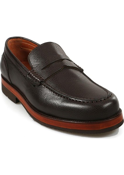 Kahve %100 Deri Loafer Eva Taban Casual Ayakkabı