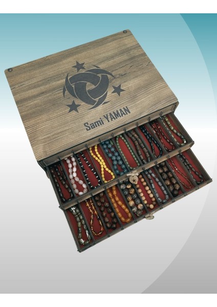 Kişiye Özel Ahşap Tesbih Koleksiyon Kutusu, Aksesuar Kutusu, Tesbihlik (30 Tesbihlik)