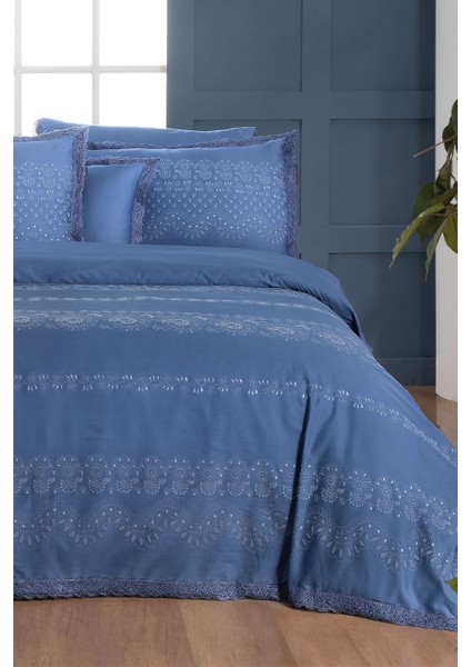 Perry Mavi King Size (Battal Boy) %100 Pamuk Saten "300 Tc" Nevresim Takımı modelleri