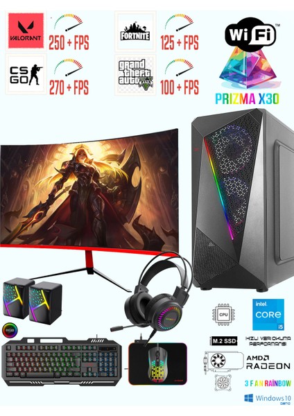 Prizma X30 I5 4570 / 16GB Ram / Rx 550 4gb / 1tb Nvme M2 SSD 23.6 Curved Oyuncu Masaüstü Bilgisayarı