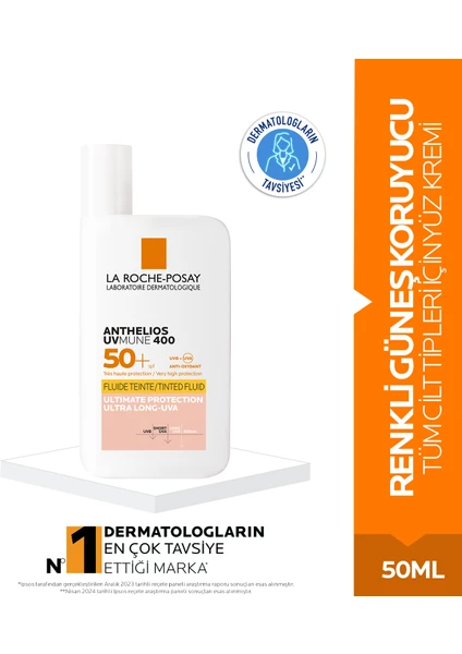 Antehlios Uvmune 400 Spf50+ Renkli Güneş Kremi 50 ml- Tüm Cilt Tipleri İçin