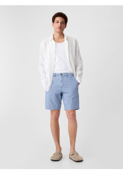 Erkek Açık Mavi 9'' Essential Khaki Şort