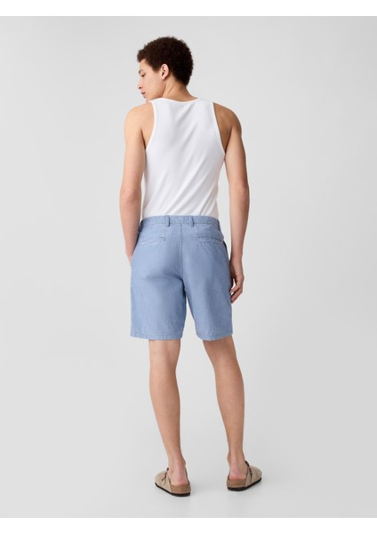Erkek Açık Mavi 9'' Essential Khaki Şort
