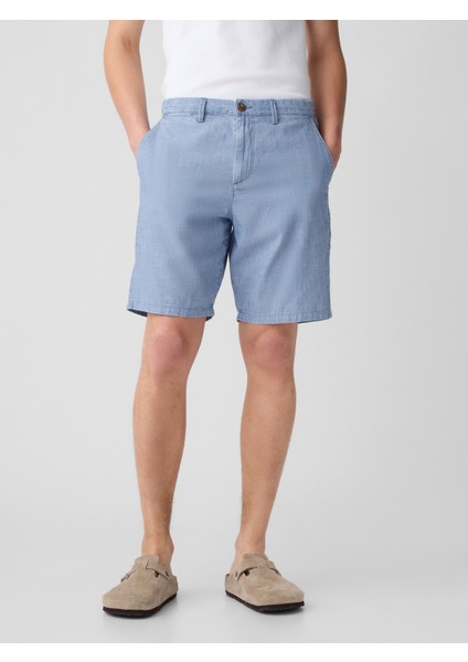 Erkek Açık Mavi 9'' Essential Khaki Şort