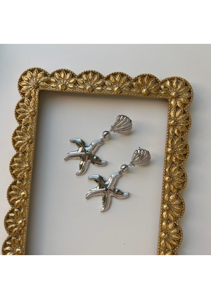 Silver Istiridye&yıldız Küpe