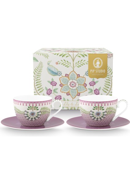 Pip Studio Lily & Lotus Mor Porselen Çay Fincan Seti 280 ml