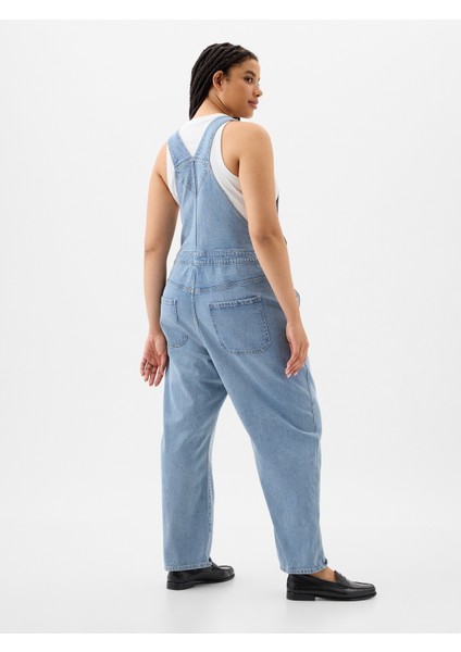 Kadın Açık Mavi Slouchy Denim Tulum