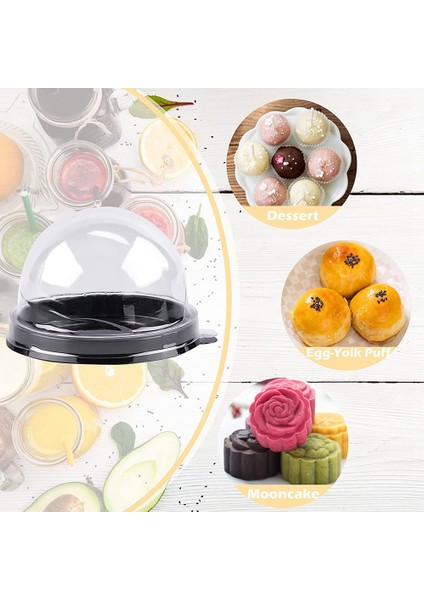 50 Paket Mini Cupcake Kapları Şeffaf Plastik Kek Kutusu Muffin Mooncake Tatlı Peynirli Pasta Için Kubbe Kapaklı (Yurt Dışından)