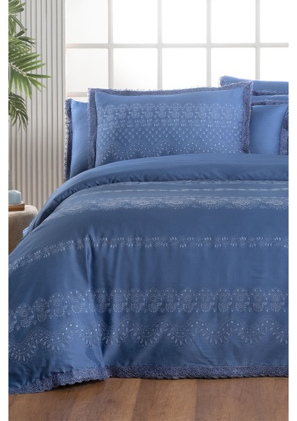 Perry Mavi Çift Kişilik %100 Pamuk Saten "300 Tc" Nevresim Takımı fiyatları