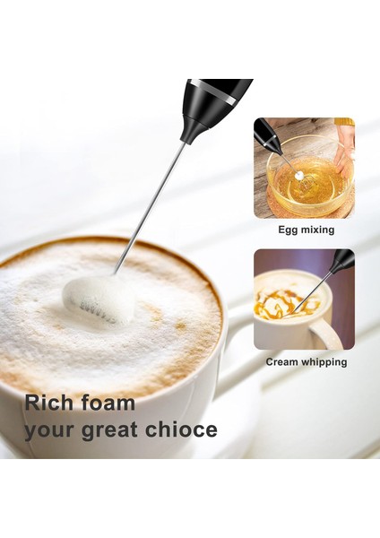 Kahve Latte Cappuccino Çikolata Için 3 Hız ile Şarj Edilebilir Süt Köpürtücü El Elektrikli Köpük Makinesi (Yurt Dışından)