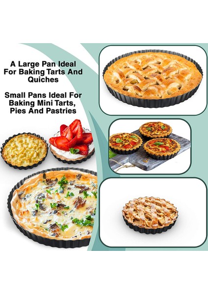 Tart Tavası ve Kiş Tavası - Turta, Tart, Kiş Pişirmek Için Çıkarılabilir Tabanlı Yapışmaz Mini Tart Tavaları (Yurt Dışından) modelleri